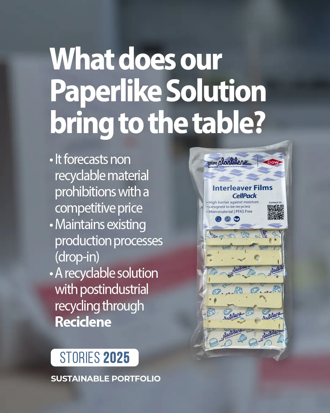 Cheese pack with Paperlike separator, a drop-in recyclable solution validated by Reciclene.