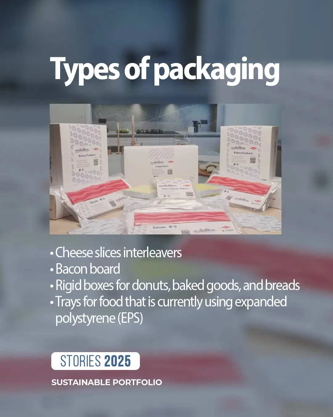 Paperlike applications: cheese separators, bacon board, donut boxes, and food trays replacing EPS.