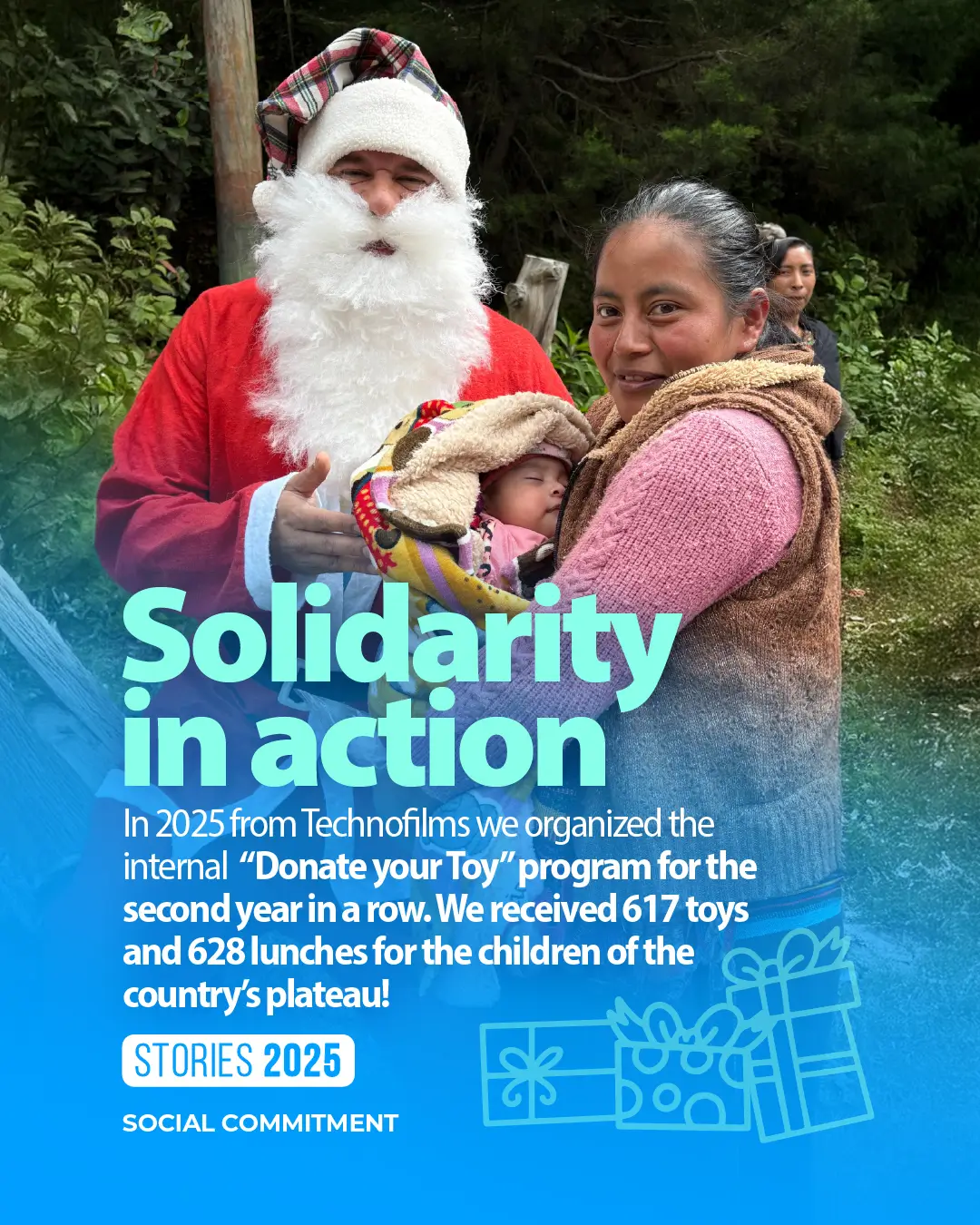 Technofilms employees delivering educational support to children in the Guatemalan community