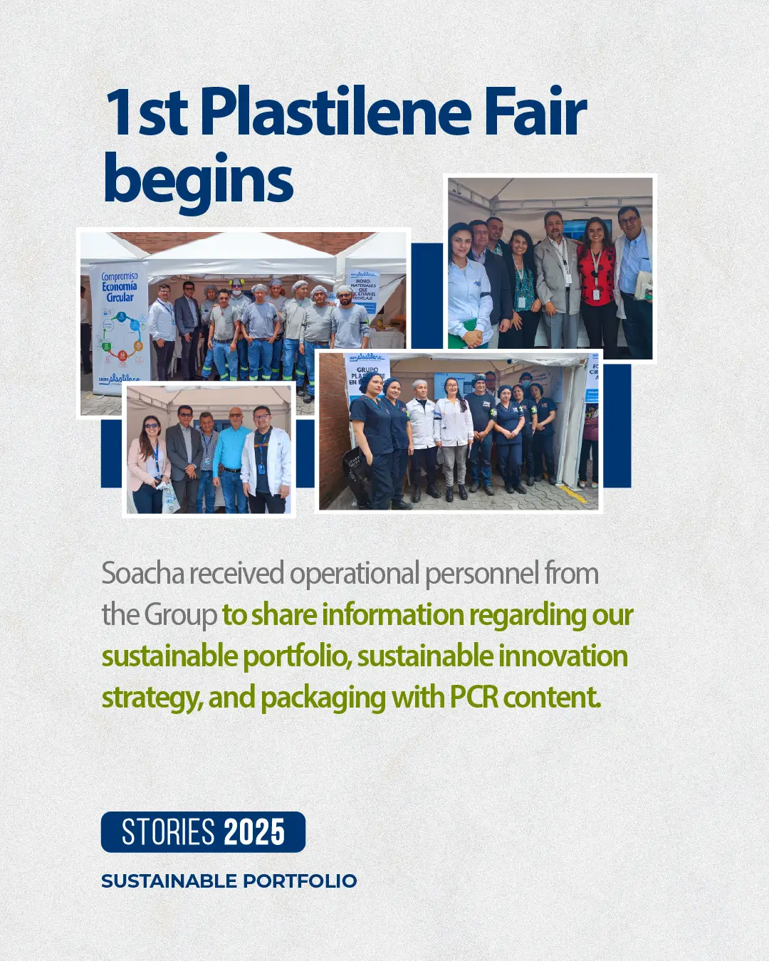 First innovation fair at the Soacha plant, socializing the packaging strategy with PCR and the sustainable portfolio.
