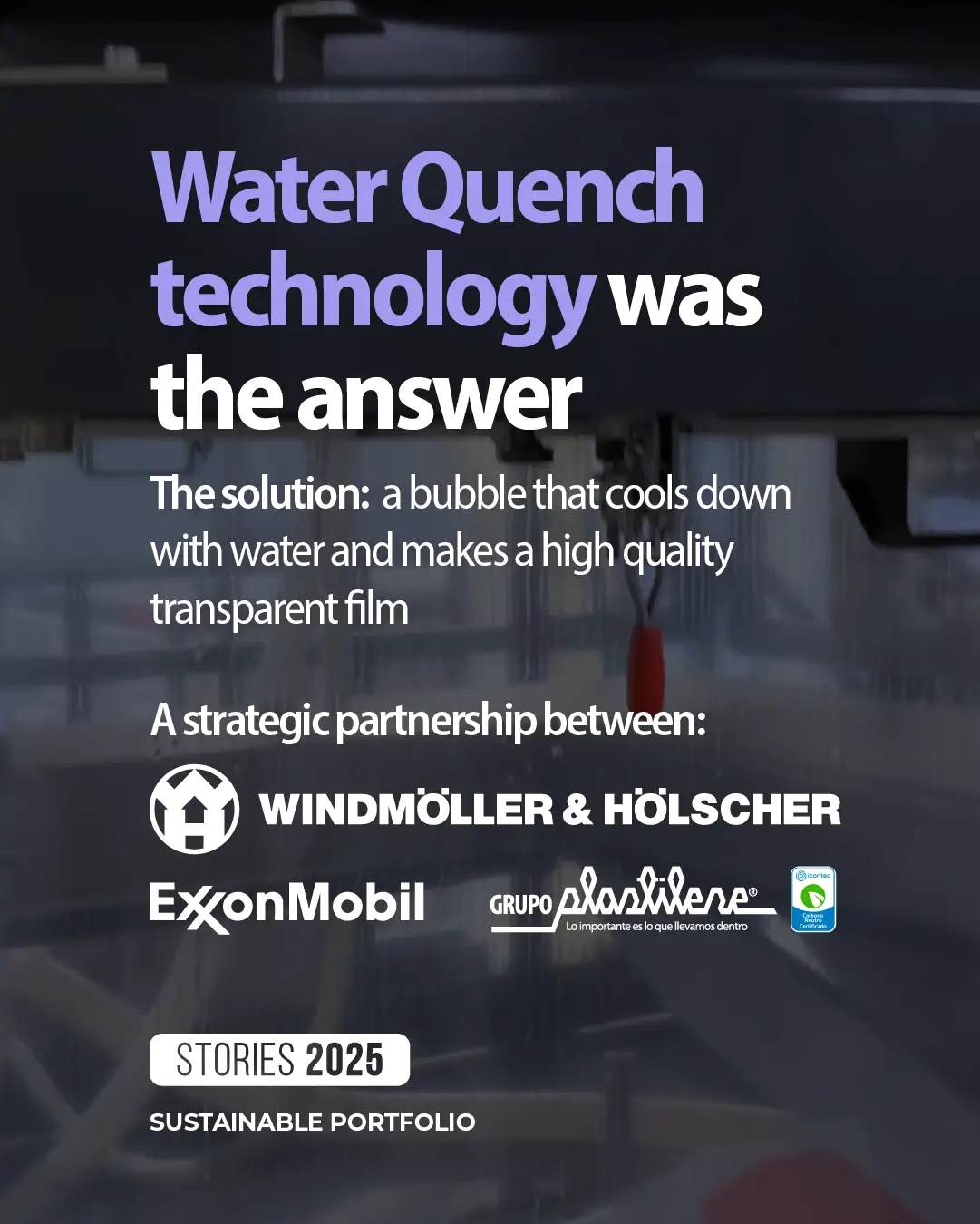 Water Quench technology in action: water cooling process producing high-quality transparent packaging films.