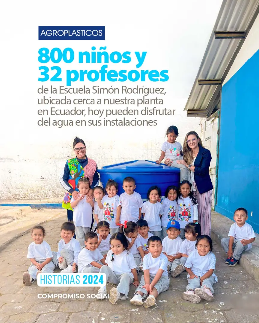 Donación de un tanque de agua a una escuela por Agroplásticos, de Grupo Plastilene