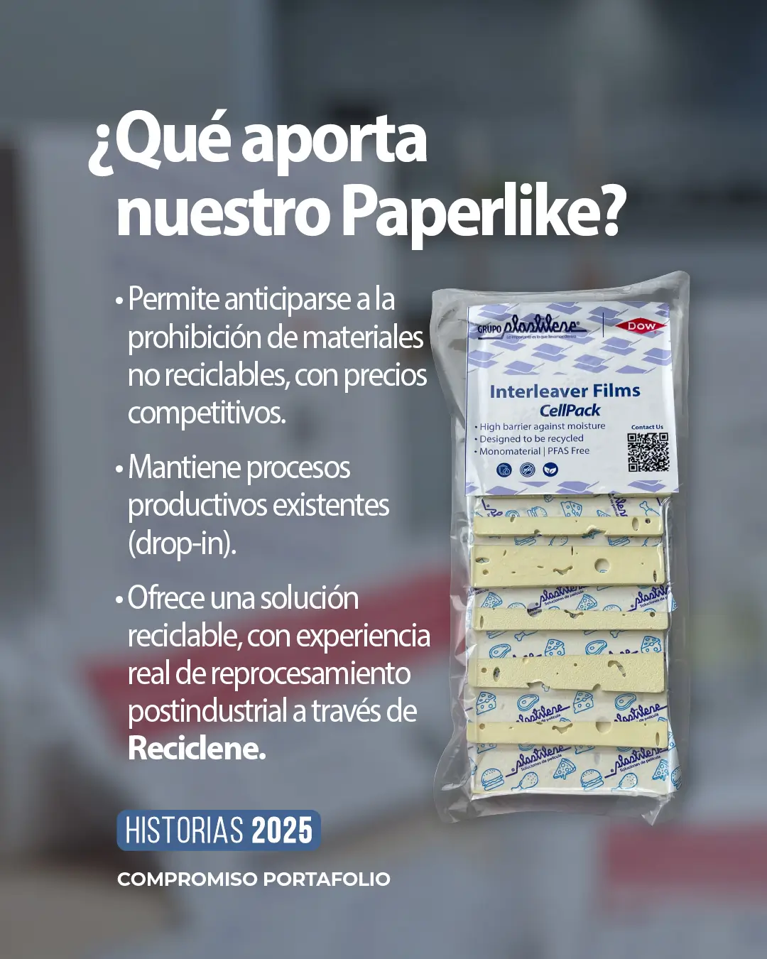 Empaque Paperlike con textura tipo papel, 100% reciclable