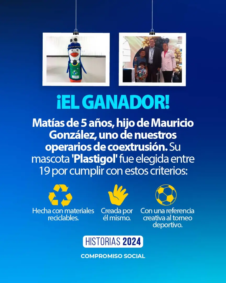 Pequeños artistas mostrando su ingenio para reciclar en el concurso de mascota deportiva