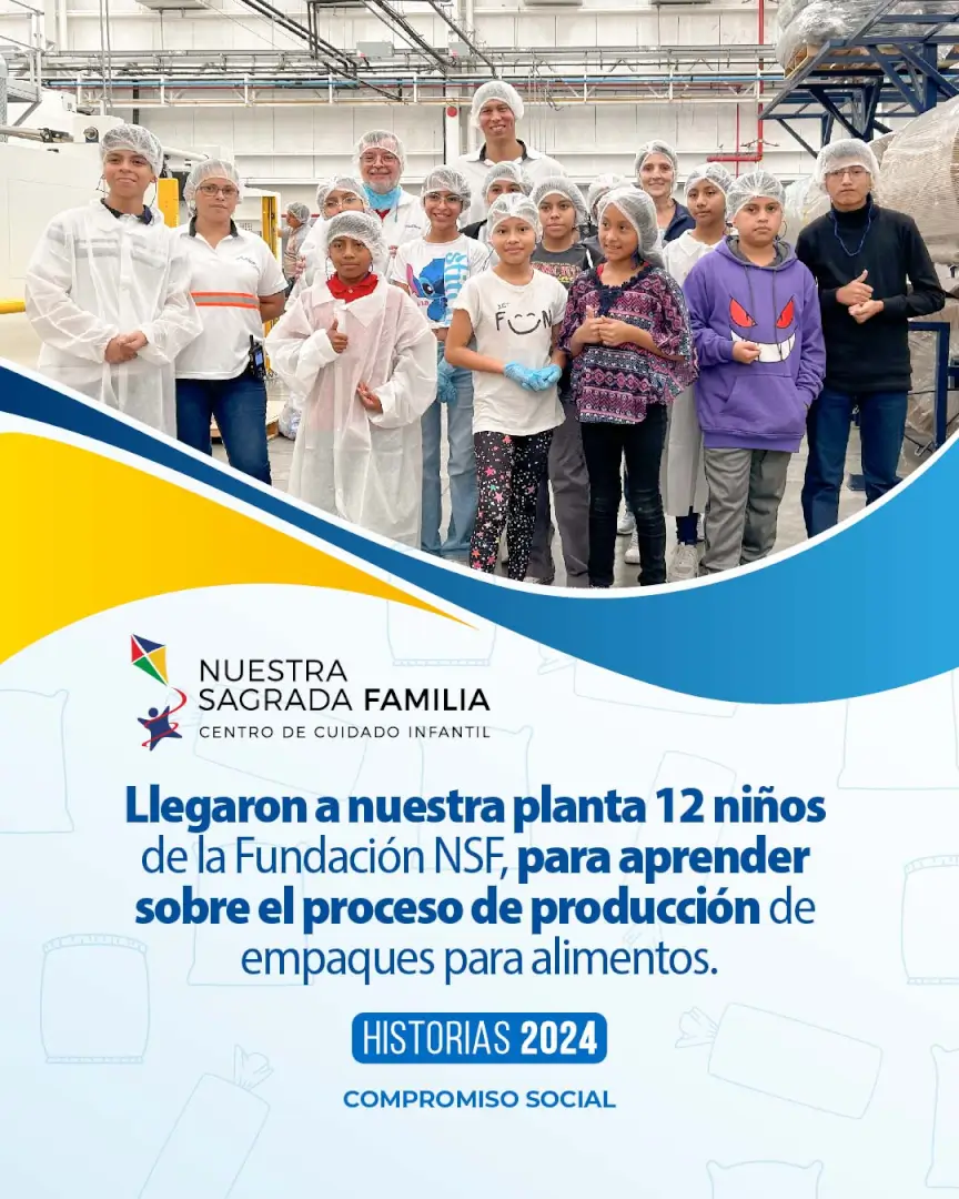 Niños de la fundación Nuestra Sagrada Familia (NSF) visitando Technofilms, de Grupo Plastilene