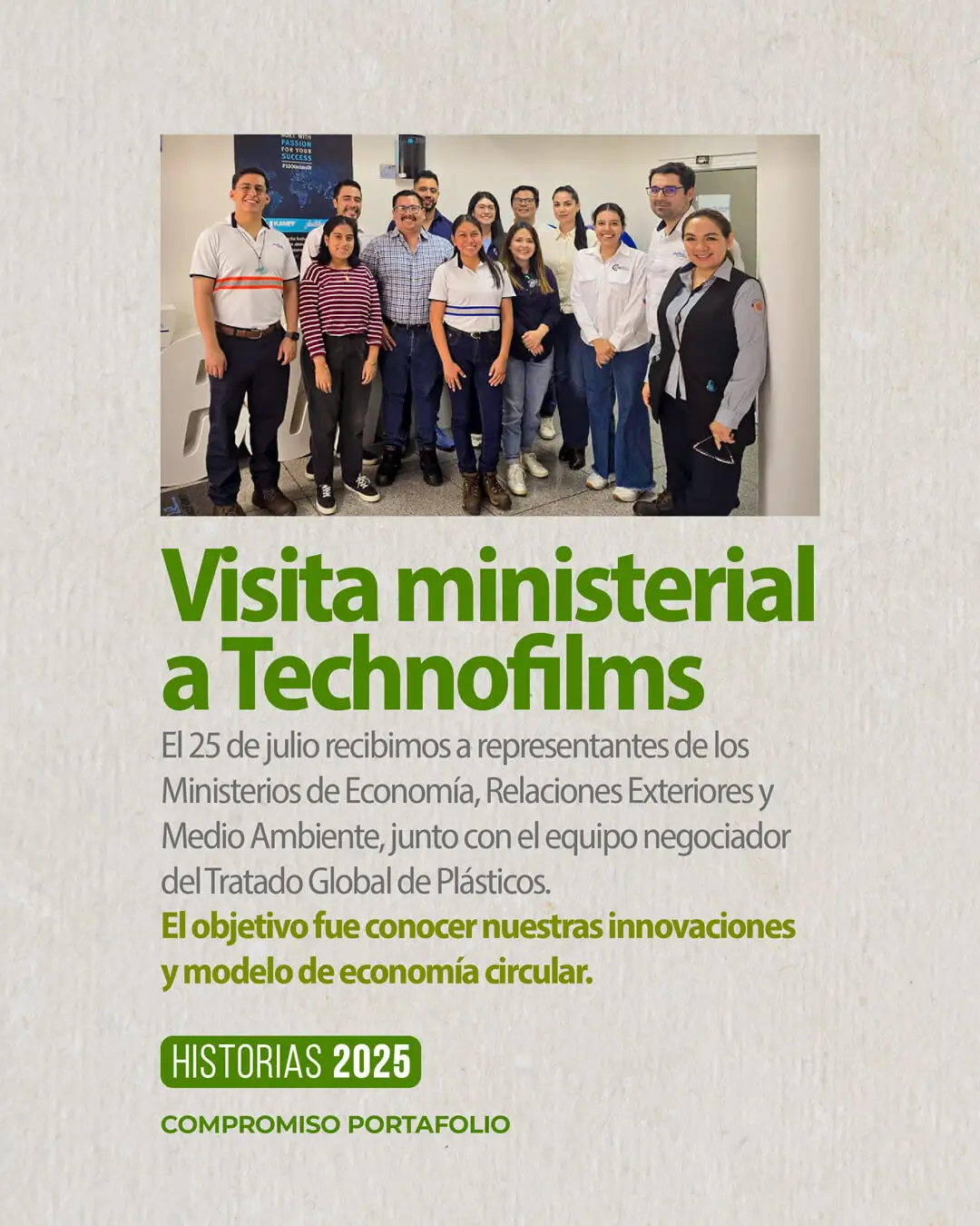 Representantes ministeriales y del Tratado Global de Plásticos en la visita a Technofilms