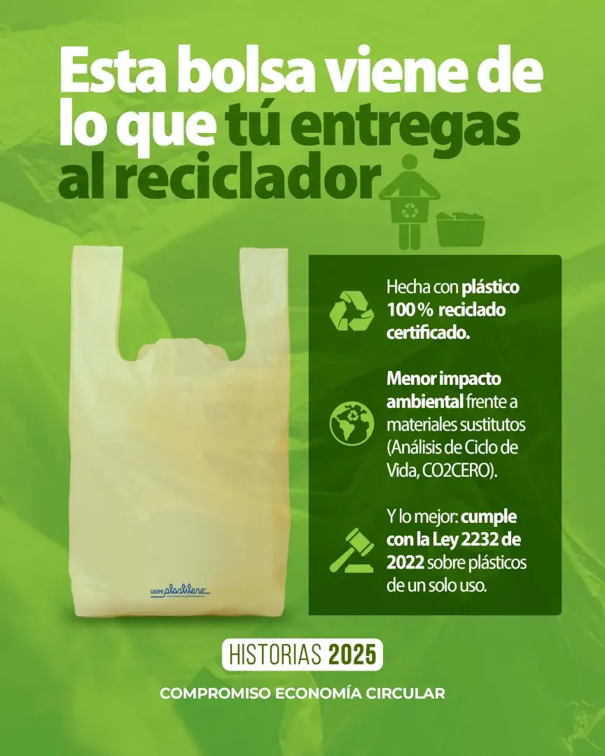 Bolsa de plástico reciclado certificada que cumple la ley, de Grupo Plastilene